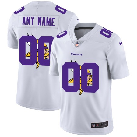 Minnesota Vikings Custom White Men's Nike Team Logo Dual Overlap Limited NFL Jersey