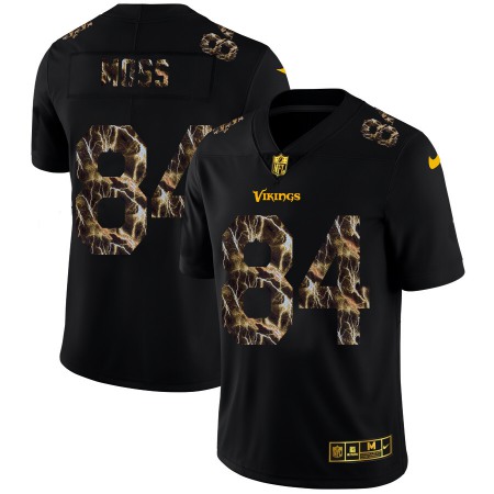 Minnesota Vikings #84 Randy Moss Men's Black Nike Flocked Lightning Vapor Limited NFL Jersey