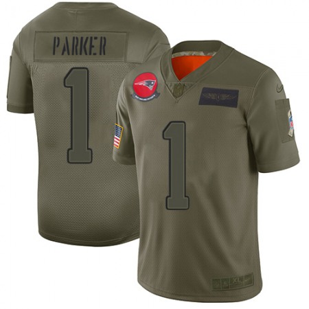 Nike Patriots #1 DeVante Parker Camo Men's Stitched NFL Limited 2019 Salute To Service Jersey