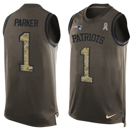 Nike Patriots #1 DeVante Parker Green Men's Stitched NFL Limited Salute To Service Tank Top Jersey