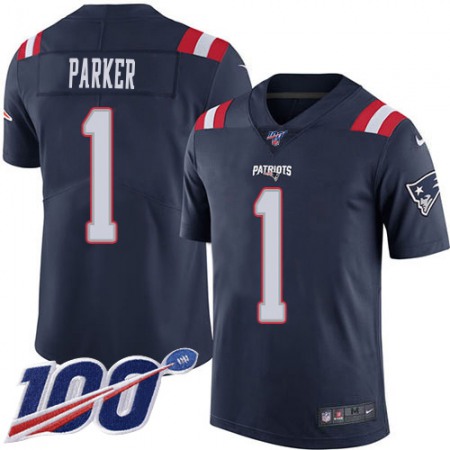 Nike Patriots #1 DeVante Parker Navy Blue Men's Stitched NFL Limited Rush 100th Season Jersey