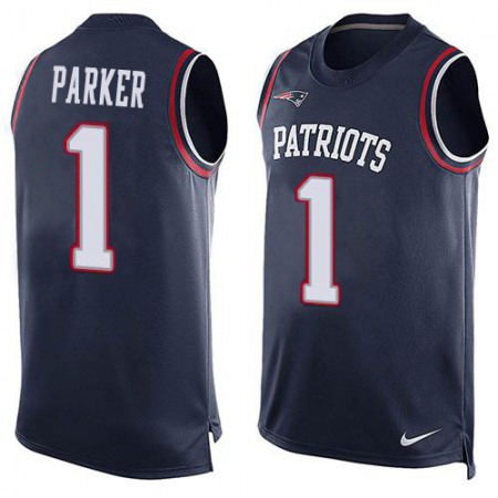Nike Patriots #1 DeVante Parker Navy Blue Team Color Men's Stitched NFL Limited Tank Top Jersey