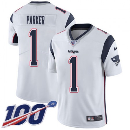 Nike Patriots #1 DeVante Parker White Men's Stitched NFL 100th Season Vapor Limited Jersey