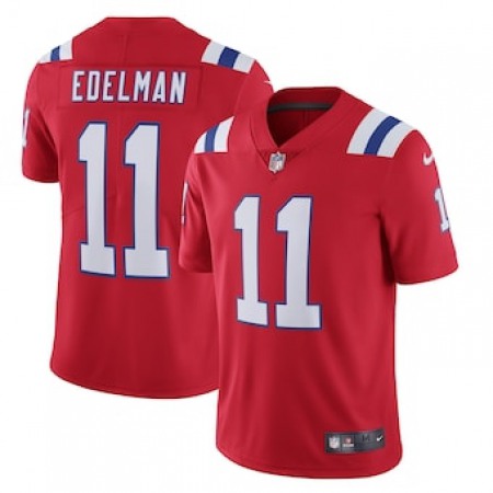 New England Patriots #11 Julian Edelman Men's Nike Red Alternate 2020 Vapor Limited Jersey