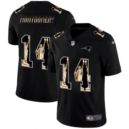 New England Patriots #14 Ty Montgomery Carbon Black Vapor Statue Of Liberty Limited NFL Jersey