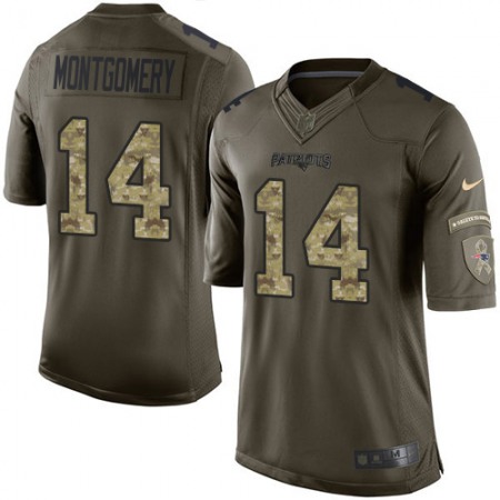 New England Patriots #14 Ty Montgomery Green Men's Stitched NFL Limited 2015 Salute To Service Jersey