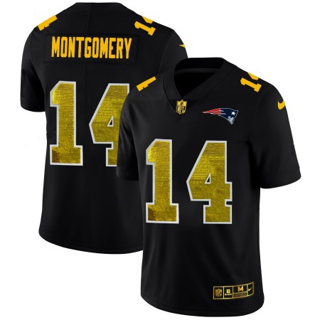 New England Patriots #14 Ty Montgomery Men's Black Nike Golden Sequin Vapor Limited NFL Jersey