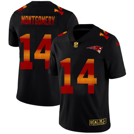 New England Patriots #14 Ty Montgomery Men's Black Nike Red Orange Stripe Vapor Limited NFL Jersey