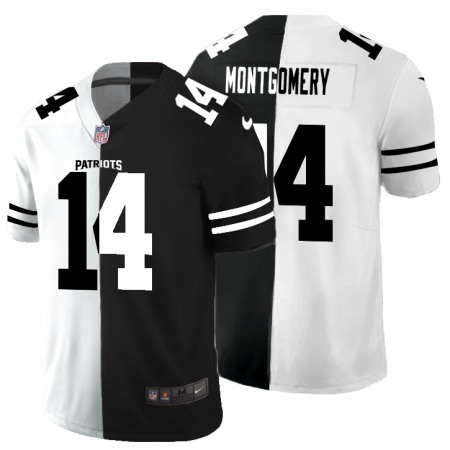 New England Patriots #14 Ty Montgomery Men's Black V White Peace Split Nike Vapor Untouchable Limited NFL Jersey
