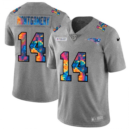 New England Patriots #14 Ty Montgomery Men's Nike Multi-Color 2020 NFL Crucial Catch NFL Jersey Greyheather