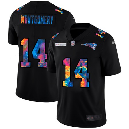 New England Patriots #14 Ty Montgomery Men's Nike Multi-Color Black 2020 NFL Crucial Catch Vapor Untouchable Limited Jersey