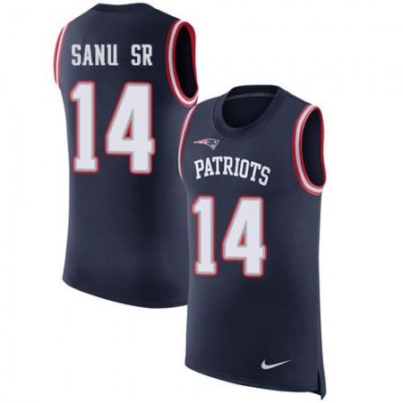 Nike Patriots #14 Mohamed Sanu Sr Navy Blue Team Color Men's Stitched NFL Limited Rush Tank Top Jersey