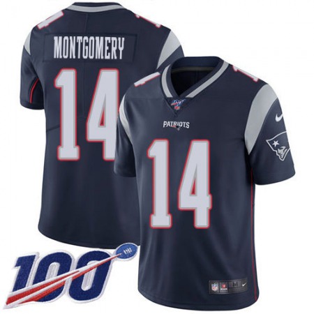 Nike Patriots #14 Ty Montgomery Navy Blue Team Color Men's Stitched NFL 100th Season Vapor Limited Jersey