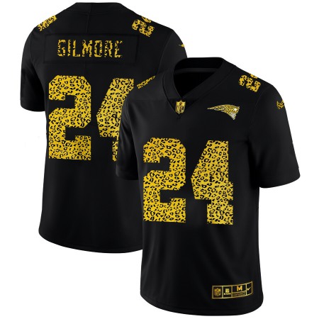 New England Patriots #24 Stephon Gilmore Men's Nike Leopard Print Fashion Vapor Limited NFL Jersey Black