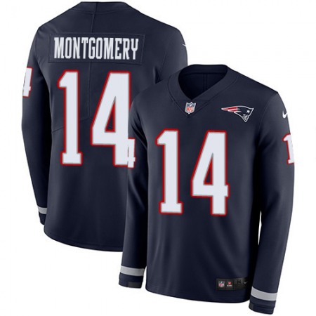 Nike Patriots #14 Ty Montgomery Navy Blue Team Color Men's Stitched NFL Limited Therma Long Sleeve Jersey