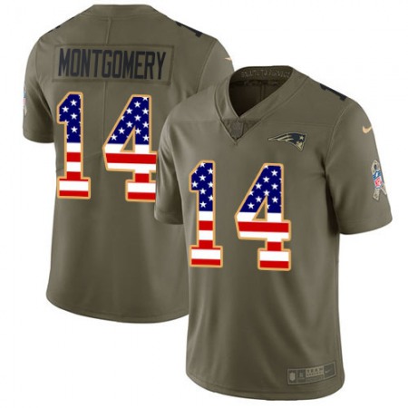 Nike Patriots #14 Ty Montgomery Olive/USA Flag Men's Stitched NFL Limited 2017 Salute To Service Jersey