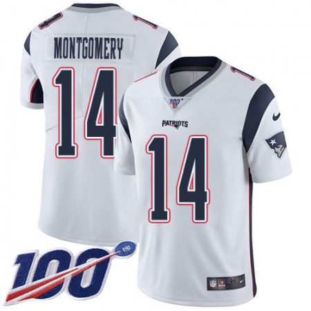 Nike Patriots #14 Ty Montgomery White Men's Stitched NFL 100th Season Vapor Limited Jersey