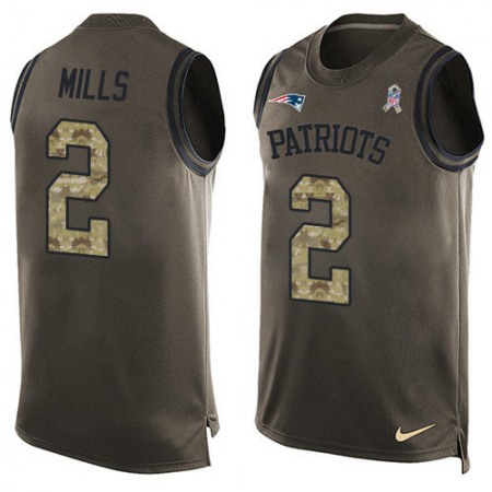 Nike Patriots #2 Jalen Mills Green Men's Stitched NFL Limited Salute To Service Tank Top Jersey