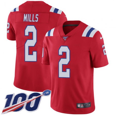 Nike Patriots #2 Jalen Mills Red Alternate Men's Stitched NFL 100th Season Vapor Limited Jersey
