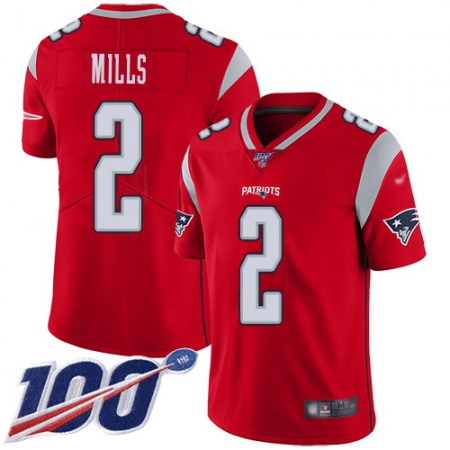 Nike Patriots #2 Jalen Mills Red Men's Stitched NFL Limited Inverted Legend 100th Season Jersey