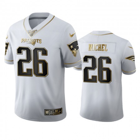 New England Patriots #26 Sony Michel Men's Nike White Golden Edition Vapor Limited NFL 100 Jersey