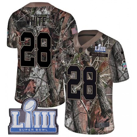 Nike Patriots #28 James White Camo Super Bowl LIII Bound Men's Stitched NFL Limited Rush Realtree Jersey