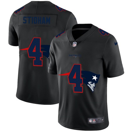 New England Patriots #4 Jarrett Stidham Men's Nike Team Logo Dual Overlap Limited NFL Jersey Black