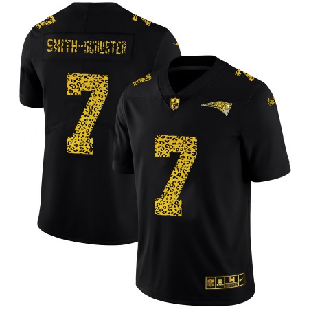 New England Patriots #7 JuJu Smith-Schuster Men's Nike Leopard Print Fashion Vapor Limited NFL Jersey Black