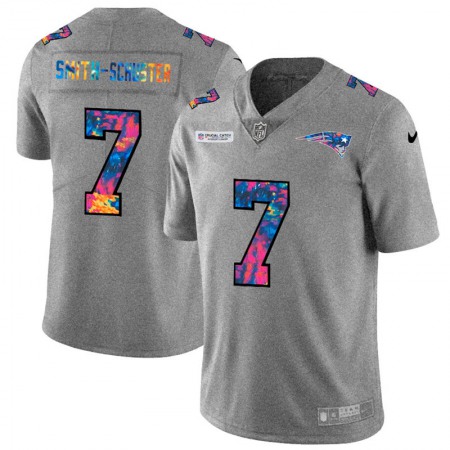 New England Patriots #7 JuJu Smith-Schuster Men's Nike Multi-Color 2020 NFL Crucial Catch NFL Jersey Greyheather