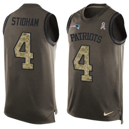 Nike Patriots #4 Jarrett Stidham Green Men's Stitched NFL Limited Salute To Service Tank Top Jersey