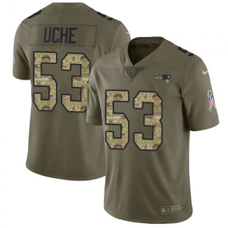 Nike Patriots #53 Josh Uche Olive/Camo Men's Stitched NFL Limited 2017 Salute To Service Jersey