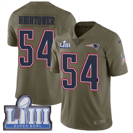 Nike Patriots #54 Dont'a Hightower Olive Super Bowl LIII Bound Men's Stitched NFL Limited 2017 Salute To Service Jersey