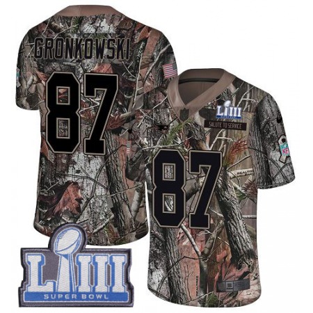 Nike Patriots #87 Rob Gronkowski Camo Super Bowl LIII Bound Men's Stitched NFL Limited Rush Realtree Jersey