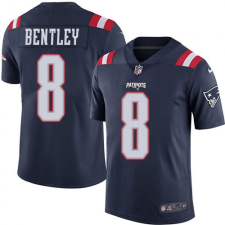 Nike Patriots #8 Ja'Whaun Bentley Navy Blue Men's Stitched NFL Limited Rush Jersey