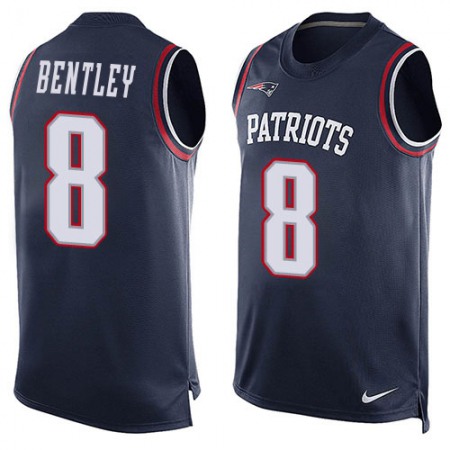 Nike Patriots #8 Ja'Whaun Bentley Navy Blue Team Color Men's Stitched NFL Limited Tank Top Jersey