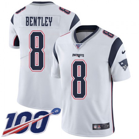 Nike Patriots #8 Ja'Whaun Bentley White Men's Stitched NFL 100th Season Vapor Limited Jersey
