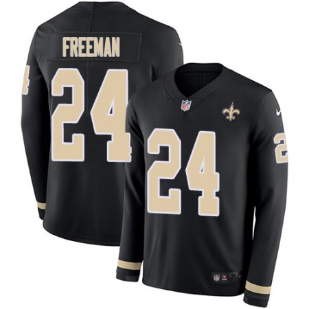 Nike Saints #24 Devonta Freeman Black Team Color Men's Stitched NFL Limited Therma Long Sleeve Jersey