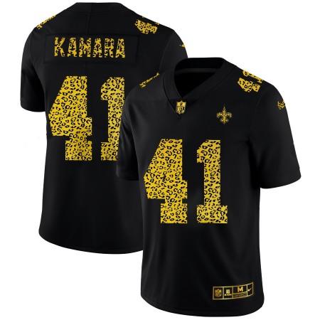 New Orleans Saints #41 Alvin Kamara Men's Nike Leopard Print Fashion Vapor Limited NFL Jersey Black