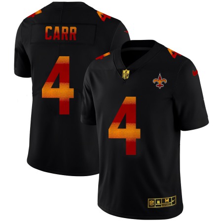 New Orleans Saints #4 Derek Carr Men's Black Nike Red Orange Stripe Vapor Limited NFL Jersey