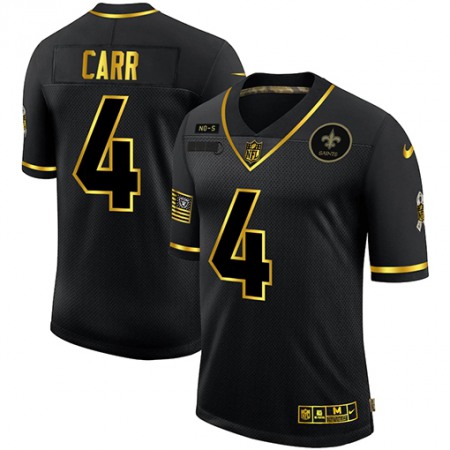 New Orleans Saints #4 Derek Carr Men's Nike 2020 Salute To Service Golden Limited NFL Jersey Black