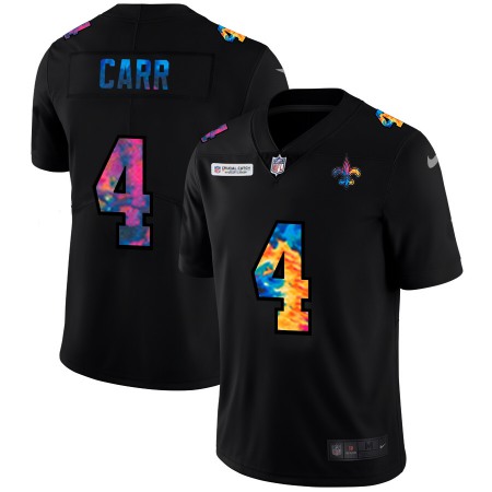 New Orleans Saints #4 Derek Carr Men's Nike Multi-Color Black 2020 NFL Crucial Catch Vapor Untouchable Limited Jersey