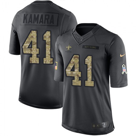 Nike Saints #41 Alvin Kamara Black Men's Stitched NFL Limited 2016 Salute To Service Jersey