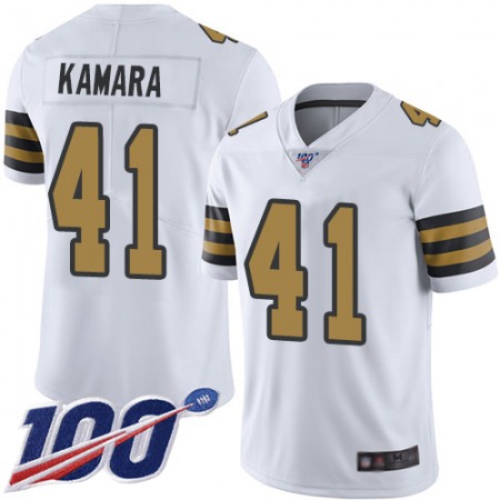 Nike Saints #41 Alvin Kamara White Men's Stitched NFL Limited Rush 100th Season Jersey