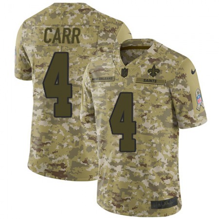 Nike Saints #4 Derek Carr Camo Men's Stitched NFL Limited 2018 Salute To Service Jersey