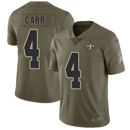 Nike Saints #4 Derek Carr Olive Men's Stitched NFL Limited 2017 Salute To Service Jersey