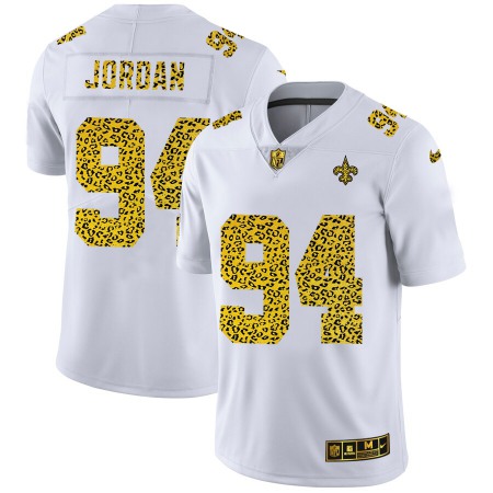 New Orleans Saints #94 Cameron Jordan Men's Nike Flocked Leopard Print Vapor Limited NFL Jersey White