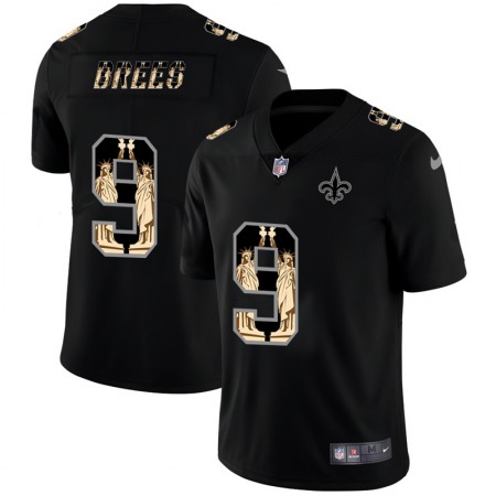 New Orleans Saints #9 Drew Brees Carbon Black Vapor Statue Of Liberty Limited NFL Jersey