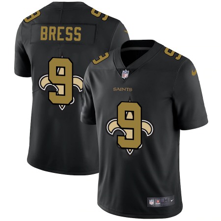 New Orleans Saints #9 Drew Brees Men's Nike Team Logo Dual Overlap Limited NFL Jersey Black