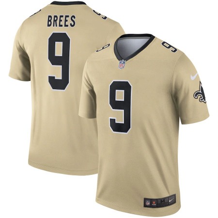 New Orleans Saints #9 Drew Brees Nike Men's Gold Inverted Legend Jersey