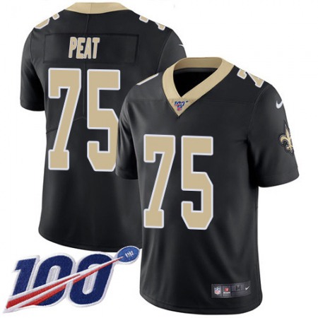 Nike Saints #75 Andrus Peat Black Team Color Men's Stitched NFL 100th Season Vapor Untouchable Limited Jersey